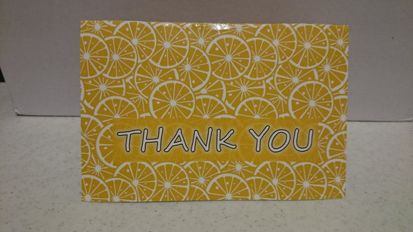 Citrus Themed "Thank You" Note Card With Envelope 4.125" x 6.125"